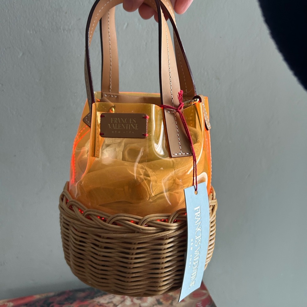 Frances Valentine Transparent orange and Tan basket mini tote - crossbody strap - Picture 2 of 6